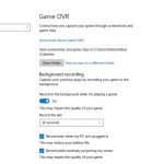 game dvr settings for screen recordings in windows 10